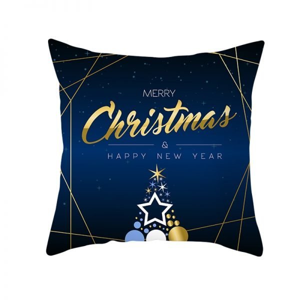 Merry Christmas & Happy New Year Star Tree Pillow Cover