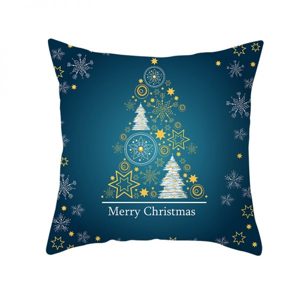 Merry Christmas Trees and Stars Pillow Cover