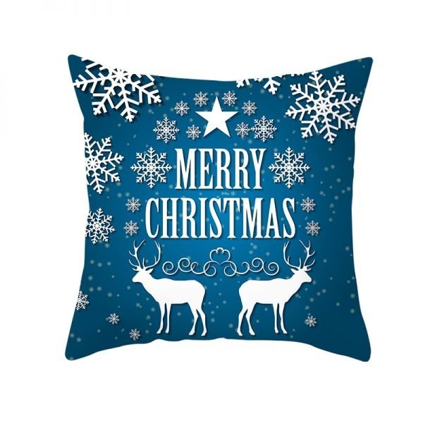 Merry Christmas White Reindeer Pillow Cover