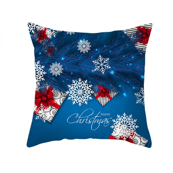 Merry Christmas Blue Tree and Presents Pillow Cover