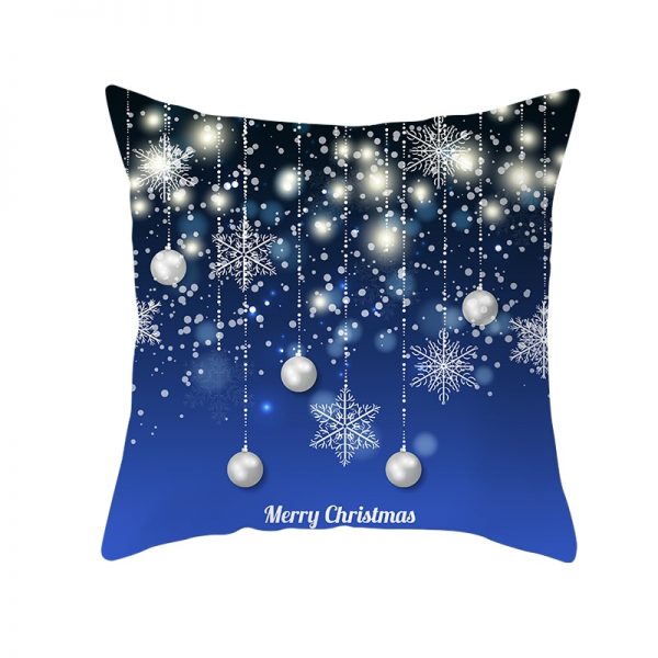 Merry Christmas Silver Ornaments & Snowflakes Pillow Cover