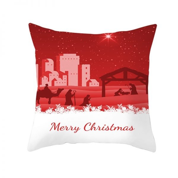 Merry Christmas Manger Pillow Cover