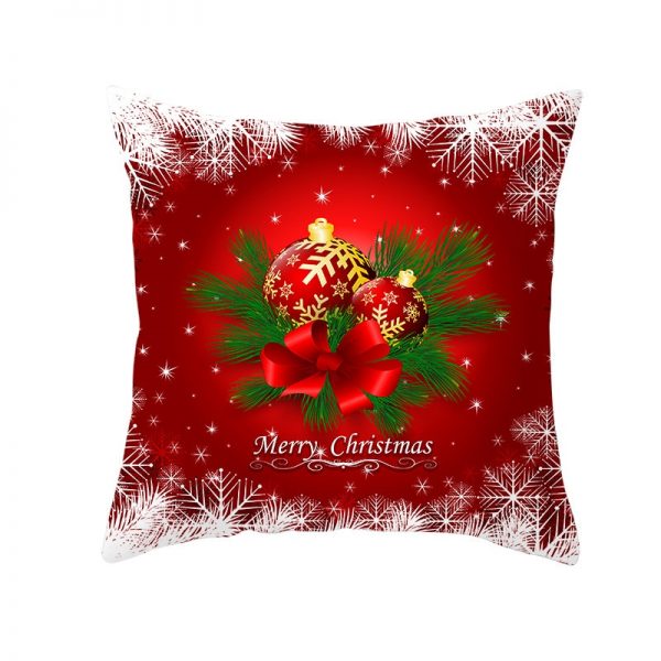 Merry Christmas Ornaments and Snowflakes Pillow Cover