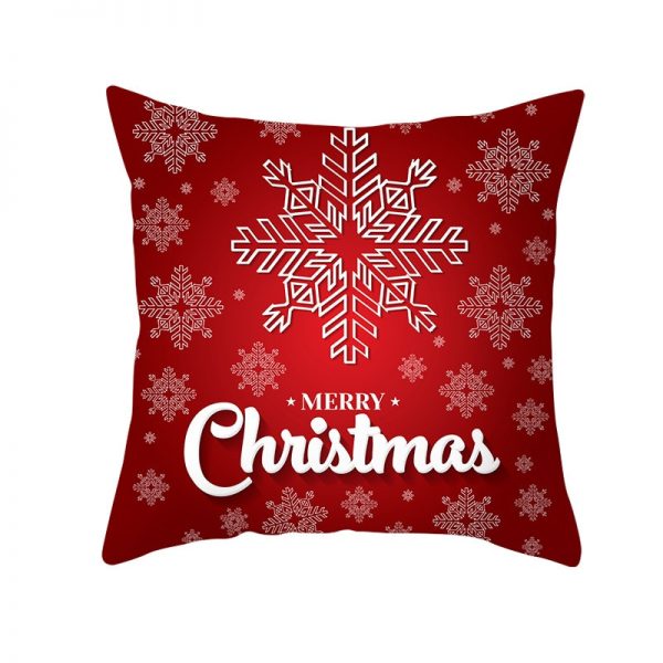 Snowflake Merry Christmas Red Pillow Cover